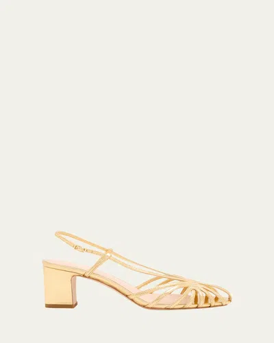 Loeffler Randall 65mm Priscilla Metallic Leather Lattice Mid-heel Sandals In Multi