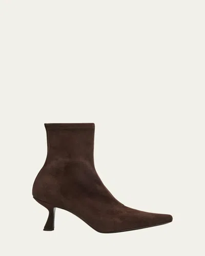 Loeffler Randall 70mm Thandy Suede Curved-heel Booties In Thandy Brown