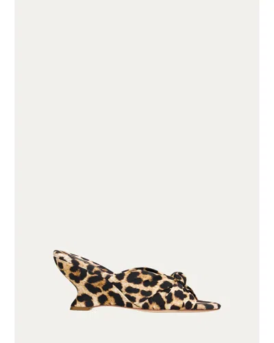 Loeffler Randall 75mm Marsy Leopard Wedge Sandals In Brown