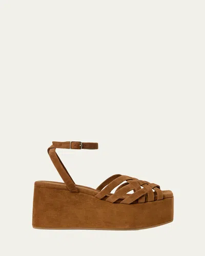 Loeffler Randall 80mm Channing Suede Platform Sandals In Brown