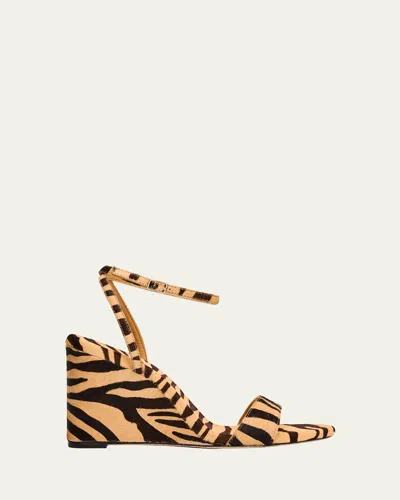 Loeffler Randall 90mm Zebra-printed Calf Hair Ankle-strap Sandals In Multi