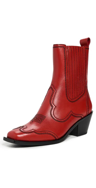 Loeffler Randall Agnes Western Ankle Booties Red/black