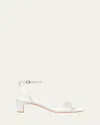 Loeffler Randall Alice Satin Ankle-strap Kitten-heel Sandals In Cream