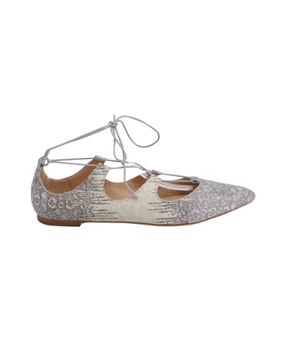 Loeffler Randall Ambra Snakeskin Embossed Flats In Beige Leather In Grey