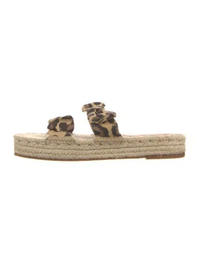 Pre-owned Loeffler Randall Animal Print Bow Accents Espadrilles In Brown