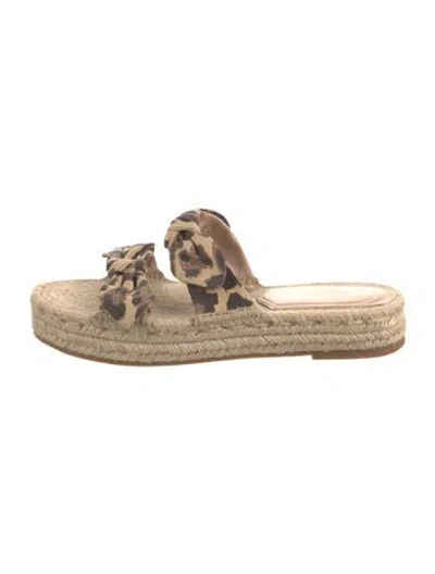 Pre-owned Loeffler Randall Animal Print Bow Accents Espadrilles In Brown