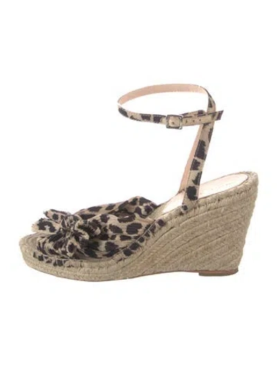 Pre-owned Loeffler Randall Animal Print Bow Accents Espadrilles In Neutrals