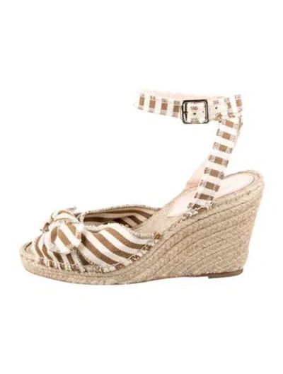 Pre-owned Loeffler Randall Animal Print Bow Accents Espadrilles In Neutrals