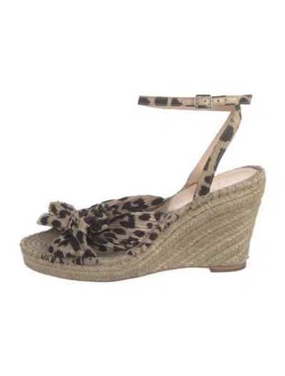 Pre-owned Loeffler Randall Animal Print Bow Accents Pumps In Neutrals