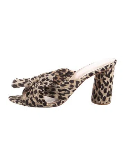 Pre-owned Loeffler Randall Animal Print Bow Accents Sandals In Black