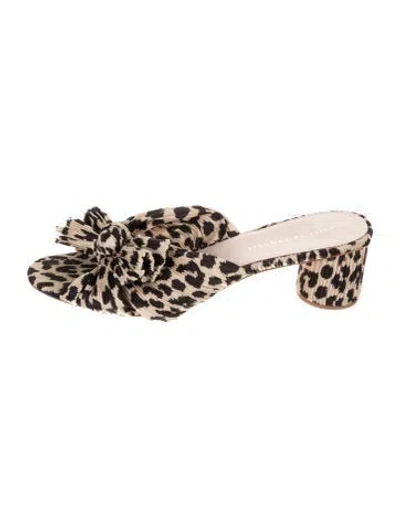 Pre-owned Loeffler Randall Animal Print Bow Accents Sandals In Brown