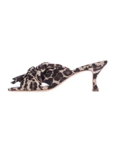 Pre-owned Loeffler Randall Animal Print Bow Accents Sandals In Brown