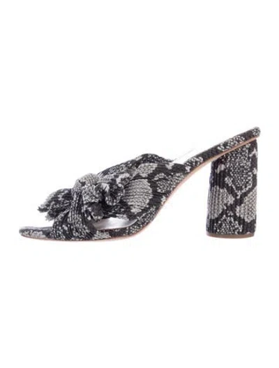 Pre-owned Loeffler Randall Animal Print Bow Accents Sandals In Gray