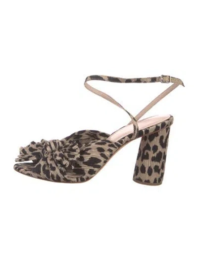 Pre-owned Loeffler Randall Animal Print Bow Accents Sandals In Neutral