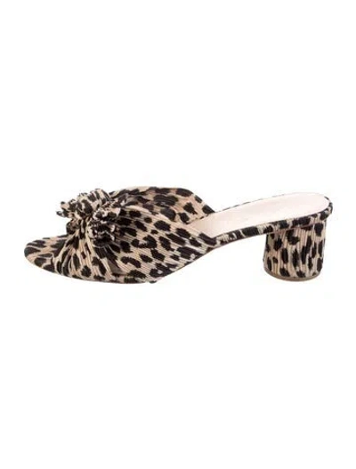 Pre-owned Loeffler Randall Animal Print Bow Accents Sandals In Neutral