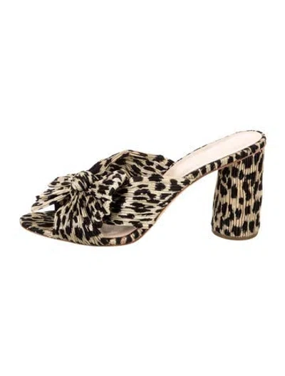 Pre-owned Loeffler Randall Animal Print Bow Accents Sandals In Neutral