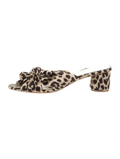 Pre-owned Loeffler Randall Animal Print Bow Accents Sandals In Neutral