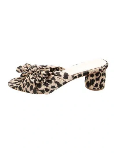 Pre-owned Loeffler Randall Animal Print Bow Accents Sandals In Neutrals