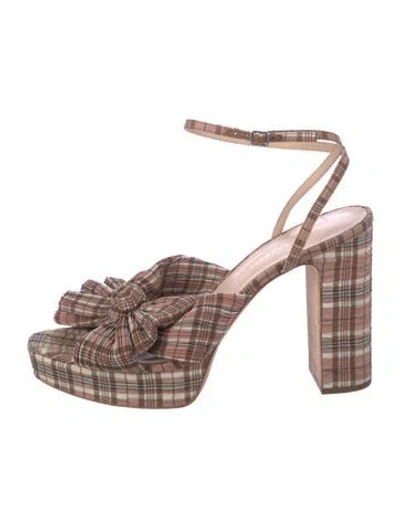 Pre-owned Loeffler Randall Animal Print Bow Accents Sandals In Pink