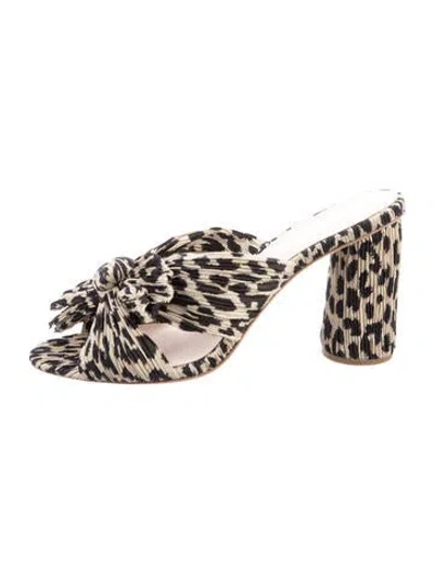 Pre-owned Loeffler Randall Animal Print Bow Accents Slides In Yellow