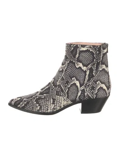 Pre-owned Loeffler Randall Animal Print Chelsea Boots In Black