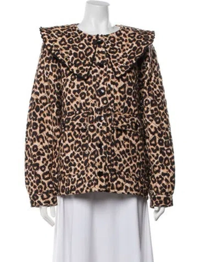 Pre-owned Loeffler Randall Animal Print Jacket In Brown