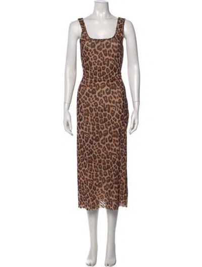Pre-owned Loeffler Randall Animal Print Long Dress In Brown