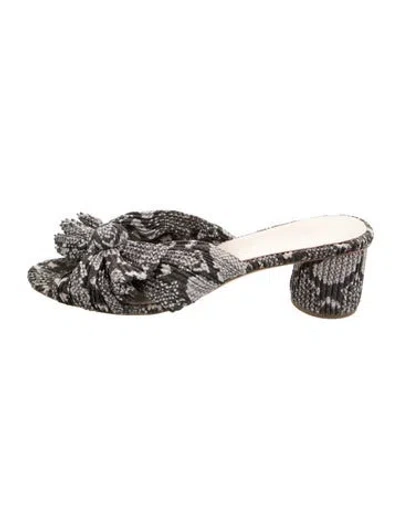 Pre-owned Loeffler Randall Animal Print Slides In Gray