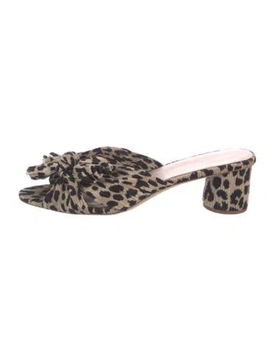 Pre-owned Loeffler Randall Animal Print Slides In Neutrals