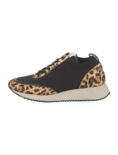 Pre-owned Loeffler Randall Animal Print Sneakers In Black