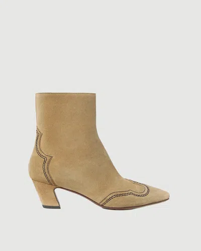 Loeffler Randall Aspen Sand Suede Ankle Boot In Tan