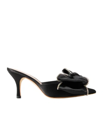 Loeffler Randall Margot Bow Crystal-embellished Satin Pumps In Black