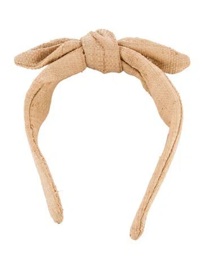 Pre-owned Loeffler Randall Bow Accent Straw Headband In Neutrals