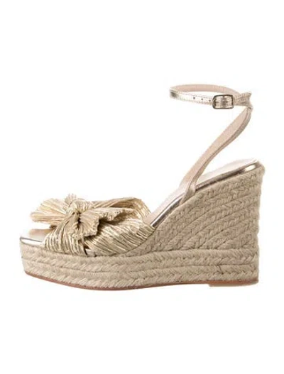 Pre-owned Loeffler Randall Bow Accents Espadrilles In Gold