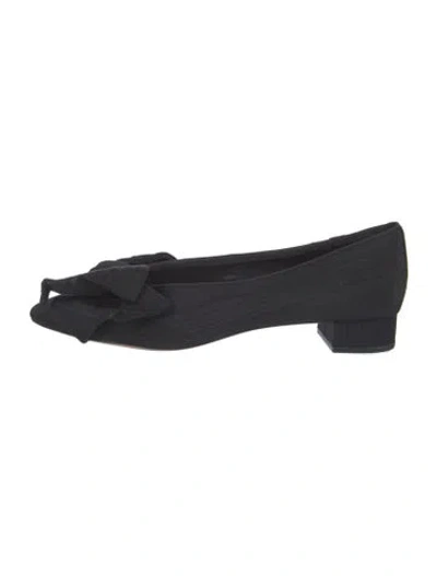 Pre-owned Loeffler Randall Bow Accents Flats In Black