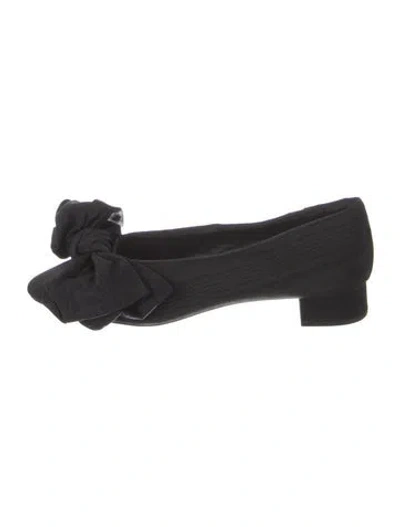 Pre-owned Loeffler Randall Bow Accents Flats In Black