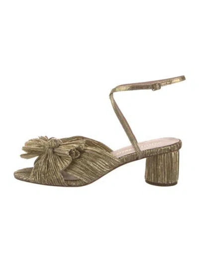 Pre-owned Loeffler Randall Bow Accents Mules In Gold