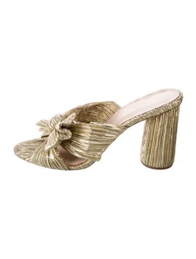 Pre-owned Loeffler Randall Bow Accents Mules In Gold
