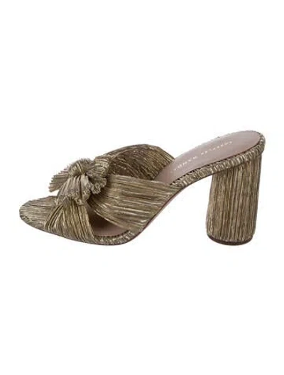 Pre-owned Loeffler Randall Bow Accents Mules In Gold
