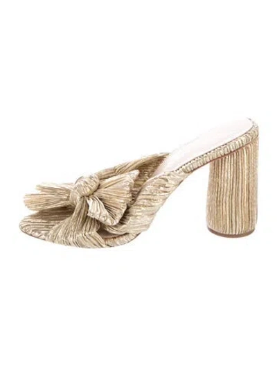 Pre-owned Loeffler Randall Bow Accents Mules In Gold/metallic