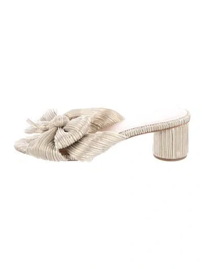 Pre-owned Loeffler Randall Bow Accents Mules In Silver