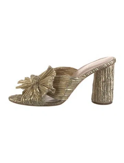 Pre-owned Loeffler Randall Bow Accents Sandals In Gold/metallic