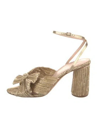 Pre-owned Loeffler Randall Bow Accents Sandals In Gold/metallic