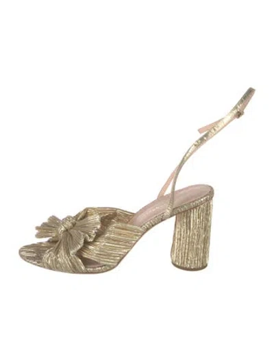 Pre-owned Loeffler Randall Bow Accents Sandals In Gold/metallic