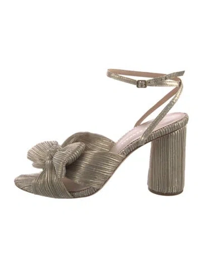 Pre-owned Loeffler Randall Bow Accents Sandals In Gold/metallic