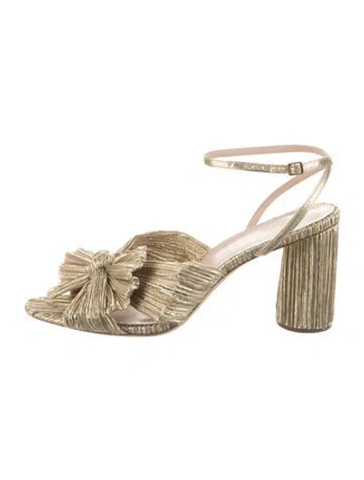 Pre-owned Loeffler Randall Bow Accents Sandals In Gold/metallic