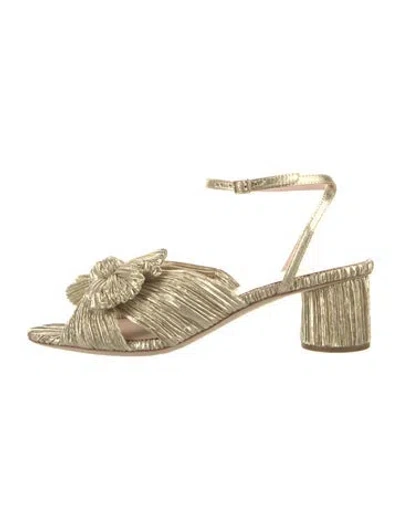 Pre-owned Loeffler Randall Bow Accents Sandals In Gold/metallic