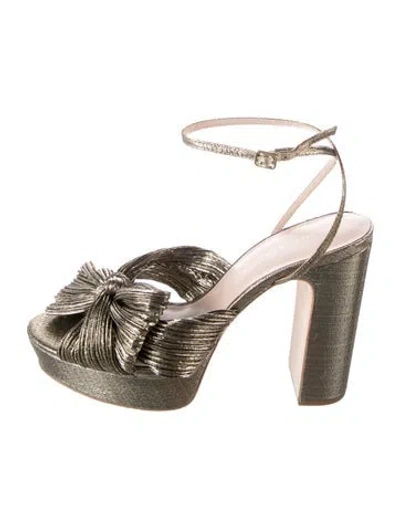 Pre-owned Loeffler Randall Bow Accents Sandals In Gold/metallic