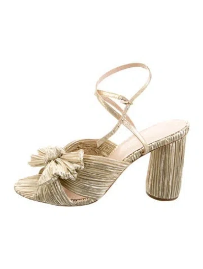 Pre-owned Loeffler Randall Bow Accents Sandals In Gold/metallic