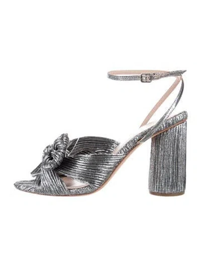 Pre-owned Loeffler Randall Bow Accents Sandals In Metallic/silver